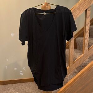 Women's Black V-Neck Jersey Top - Lightweight Everyday Tee